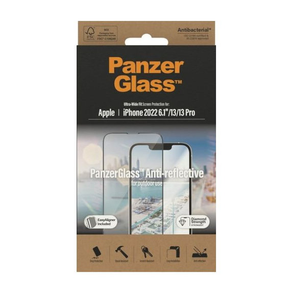 PanzerGlass - Geam Securizat UWF Anti-Reflective AB pentru iPhone 13, 13 Pro, 14 & 16e