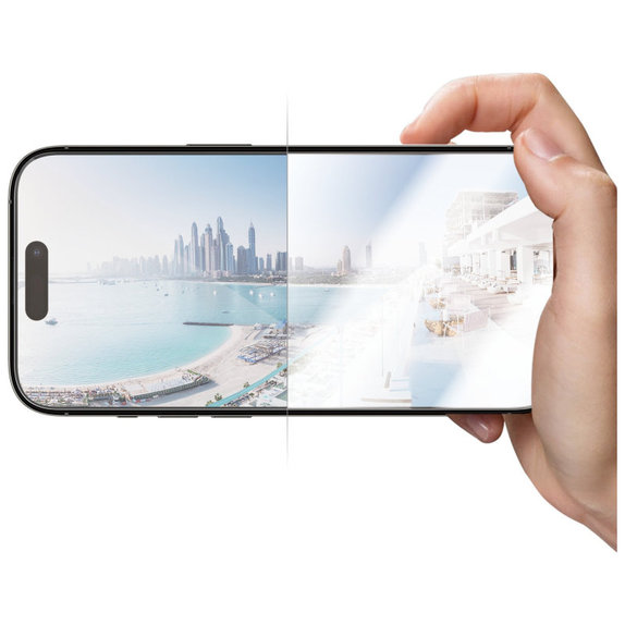 Sticlă securizată UWF Anti-Reflective AB cu aplicator pentru iPhone 14 Pro, Negru, PanzerGlass