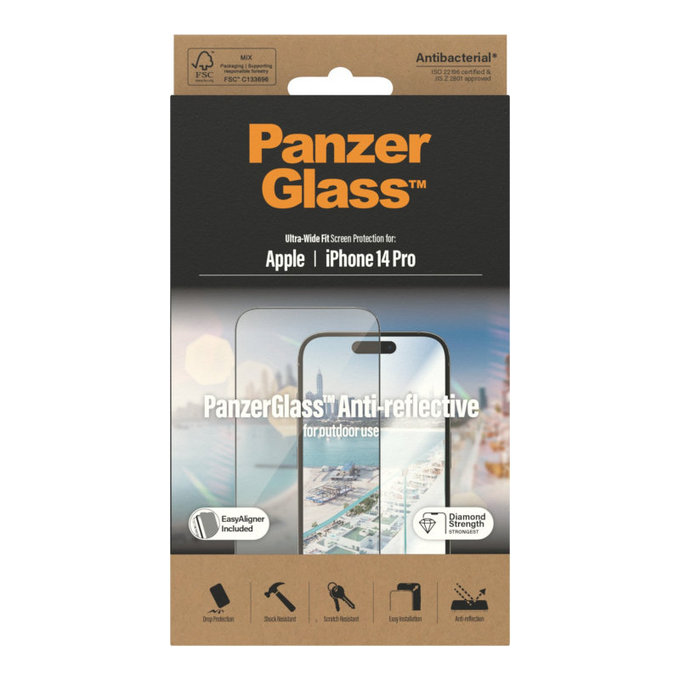 Sticlă securizată UWF Anti-Reflective AB cu aplicator pentru iPhone 14 Pro, Negru, PanzerGlass