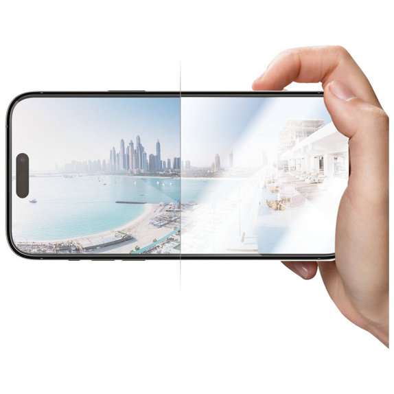 Sticlă securizată UWF Anti-Reflective AB cu aplicator pentru iPhone 14 Pro Max, Negru, PanzerGlass