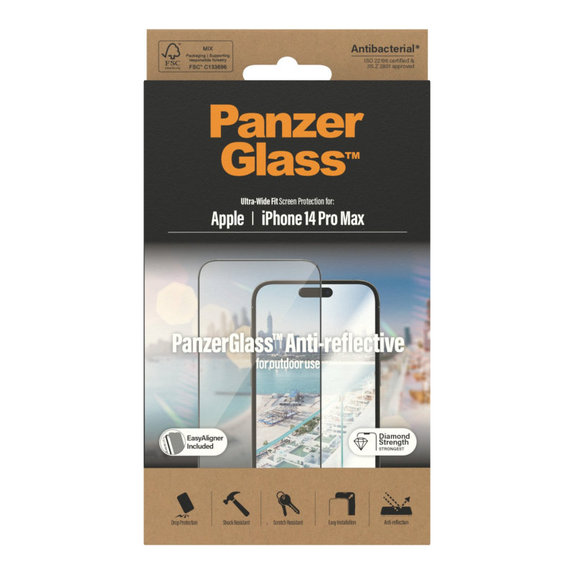 Sticlă securizată UWF Anti-Reflective AB cu aplicator pentru iPhone 14 Pro Max, Negru, PanzerGlass