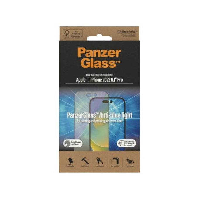 PanzerGlass - Geam Securizat UWF Anti-Bluelight AB pentru iPhone 14 Pro