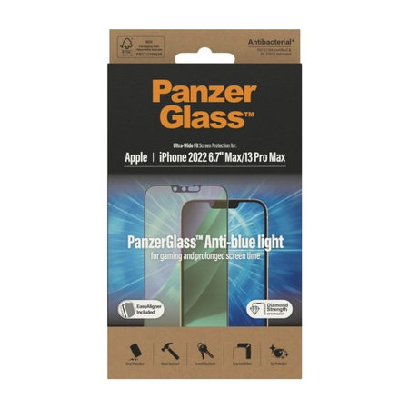 PanzerGlass - Geam Securizat UWF Anti-Bluelight AB pentru iPhone 13 Pro Max & 14 Plus