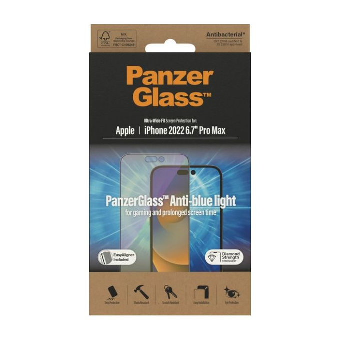 PanzerGlass - Geam Securizat UWF Anti-Bluelight AB pentru iPhone 14 Pro Max
