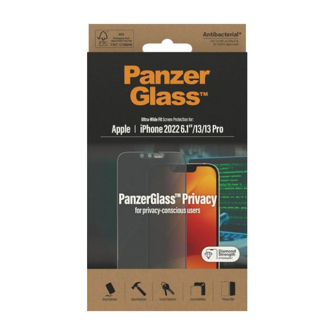 PanzerGlass - Geam Securizat UWF Privacy AB pentru iPhone 13, 13 Pro, 14 & 16e