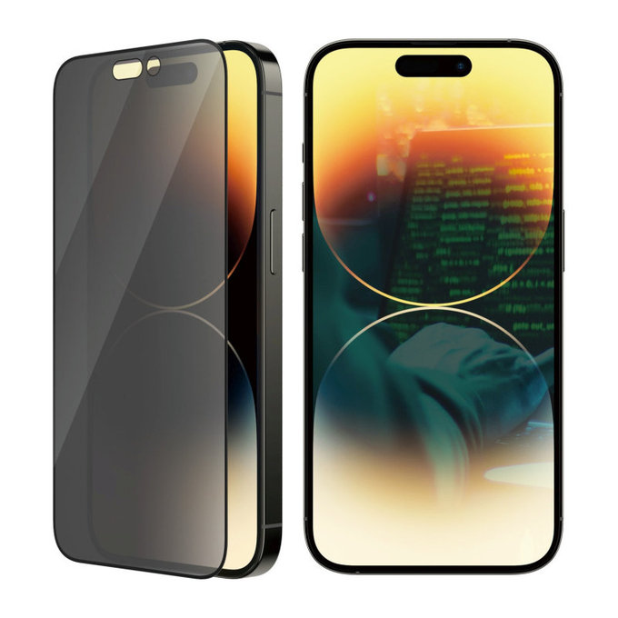 Sticlă securizată UWF Privacy AB cu aplicator pentru iPhone 14 Pro, Negru, PanzerGlass