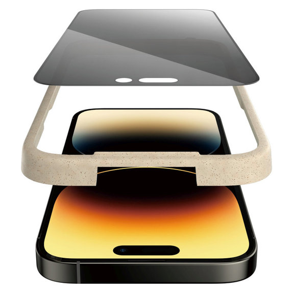 Sticlă securizată UWF Privacy AB cu aplicator pentru iPhone 14 Pro, Negru, PanzerGlass