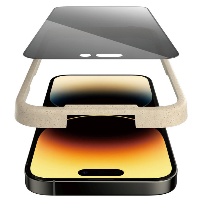 Sticlă securizată UWF Privacy AB cu aplicator pentru iPhone 14 Pro, Negru, PanzerGlass