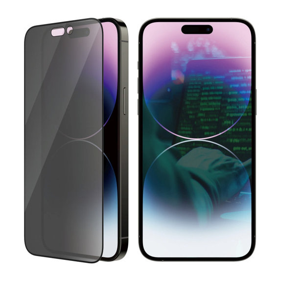 Sticlă securizată UWF Privacy AB cu aplicator pentru iPhone 14 Pro Max, Negru, PanzerGlass