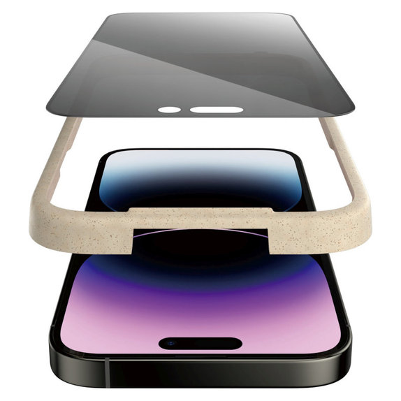 Sticlă securizată UWF Privacy AB cu aplicator pentru iPhone 14 Pro Max, Negru, PanzerGlass