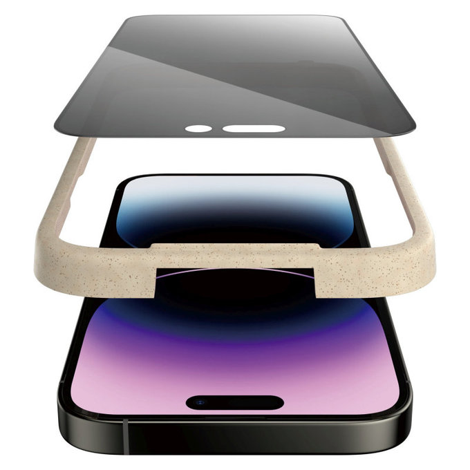Sticlă securizată UWF Privacy AB cu aplicator pentru iPhone 14 Pro Max, Negru, PanzerGlass