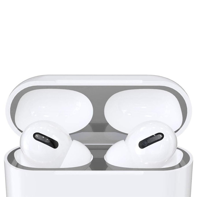 FixPremium - Autocolant pentru praf pentru AirPods Pro, argint