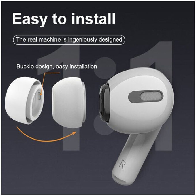 FixPremium - Benzi de cauciuc înlocuibile pentru AirPods Pro - Set 3 buc (L, M, S), alb