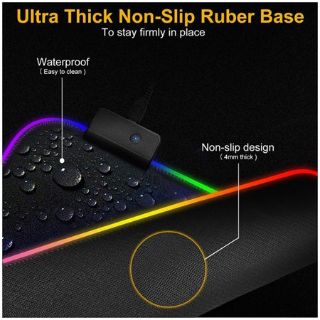 FixPremium - Pad pentru mouse si tastatura cu RGB iluminare de fundal, 90x40cm, negru