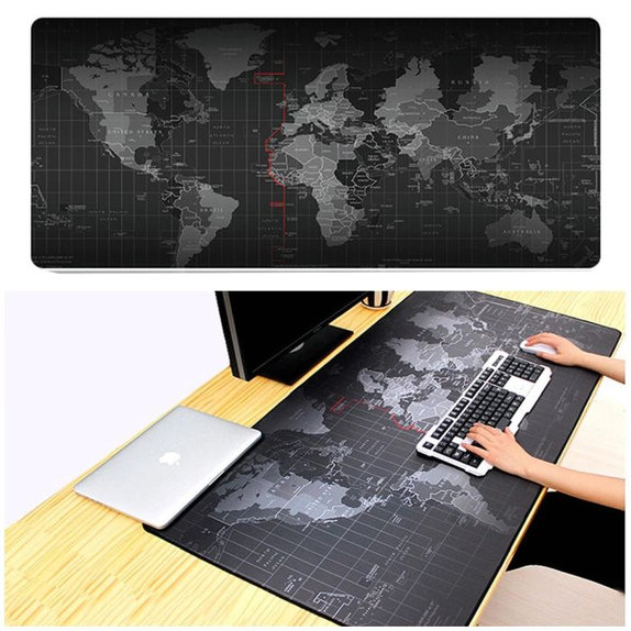 FixPremium - Pad pentru mouse si tastatura cu o temă de hartă, negru