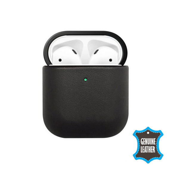 FixPremium - Piele Caz pentru AirPods 1 & 2, negru