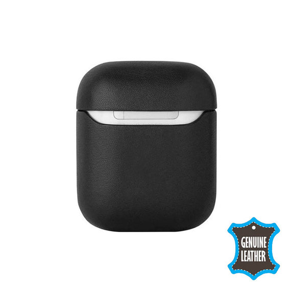 FixPremium - Piele Caz pentru AirPods 1 & 2, negru