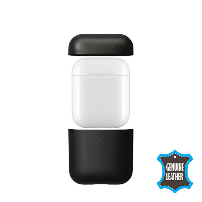 FixPremium - Piele Caz pentru AirPods 1 & 2, negru