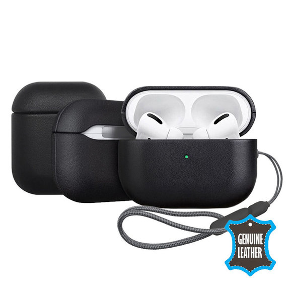 FixPremium - Piele Caz pentru AirPods 3, negru