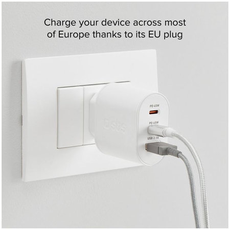 SBS - 45W Adaptor de încărcare USB, 2x USB-C, PowerDelivery, alb