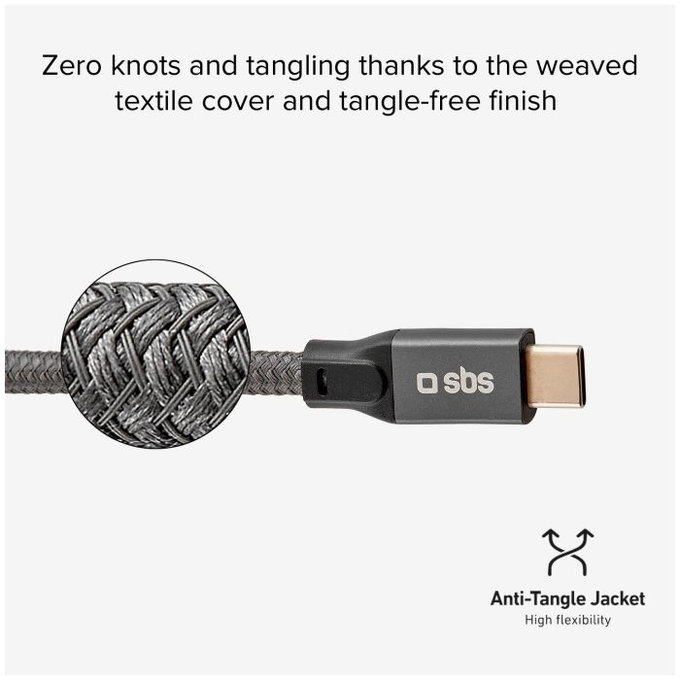 SBS - Thunderbolt 3 Cablu (USB-C) cu PowerDelivery 240W (1m), gri