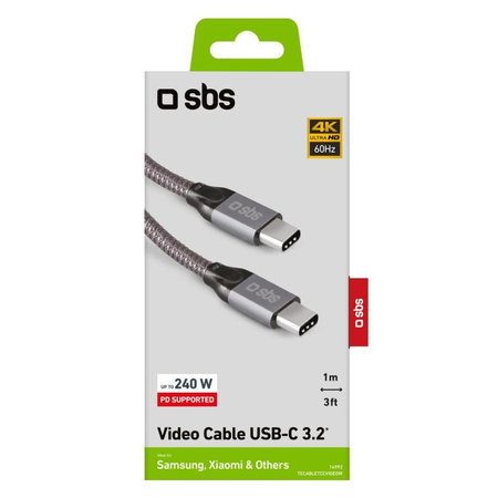 SBS - Thunderbolt 3 Cablu (USB-C) cu PowerDelivery 240W (1m), gri