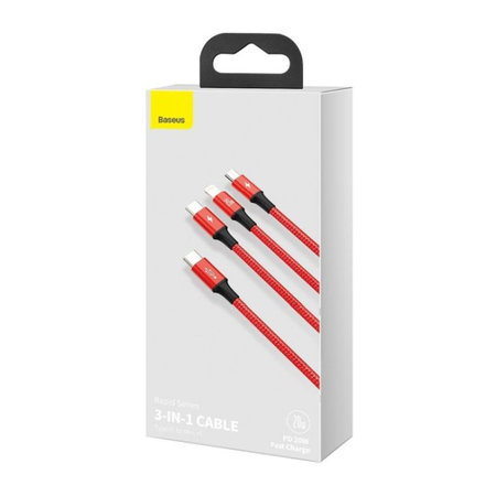 Baseus - Cablu - USB-C 3in1 (2x USB-C, Lightning) (1.5m), ro?u