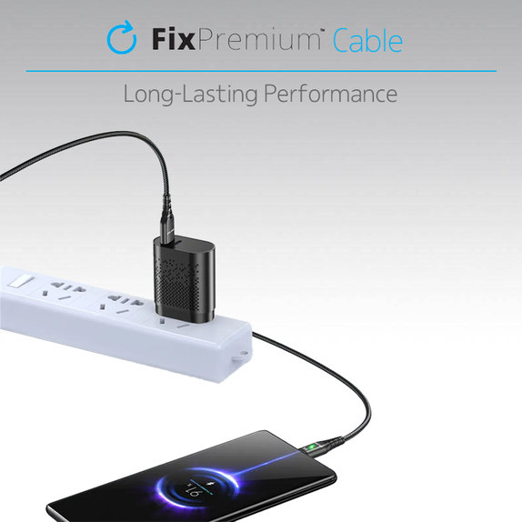 FixPremium - USB-C / USB Cable cu LED Indicator (1m), negru