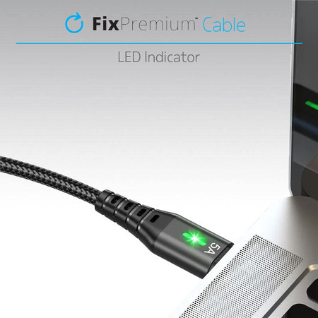 FixPremium - USB-C / USB Cable cu LED Indicator (1m), negru