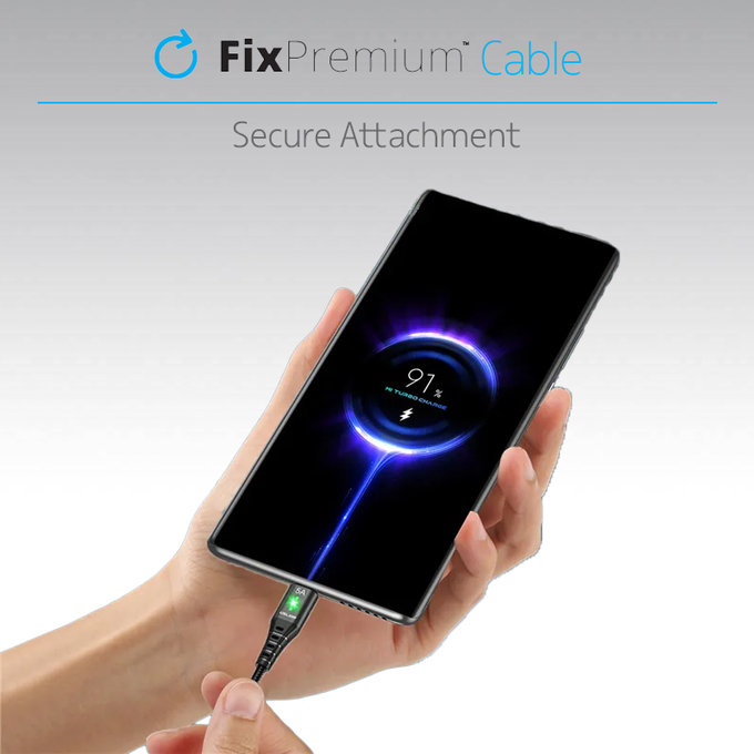 FixPremium - USB-C / USB Cable cu LED Indicator (1m), negru