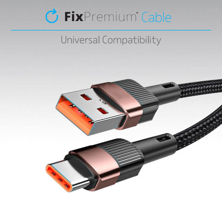 FixPremium - USB-C / USB Cable cu Fast Charging (1m), negru