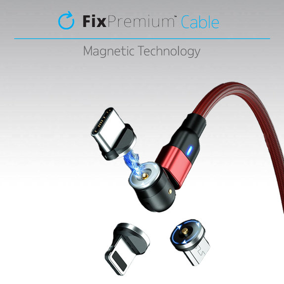 FixPremium - USB-C / USB Cablu Magnetic (1m), negru
