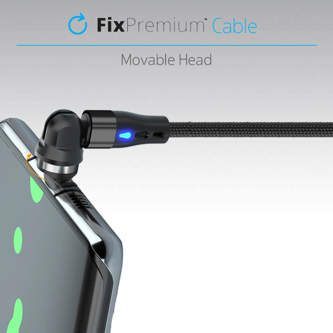 FixPremium - USB-C / USB Cablu Magnetic (1m), negru