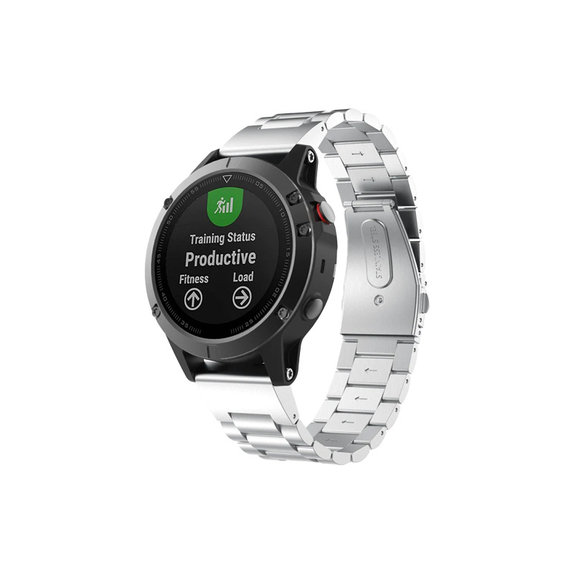 FixPremium - Curea din otel inoxidabil pentru Garmin (QuickFit 22mm), argint