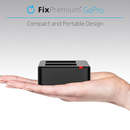 FixPremium - Sta?ie de încărcare pentru 2 GoPro baterii (Hero (2018)/Hero 5/Hero 6/Hero 7/Hero 8), negru
