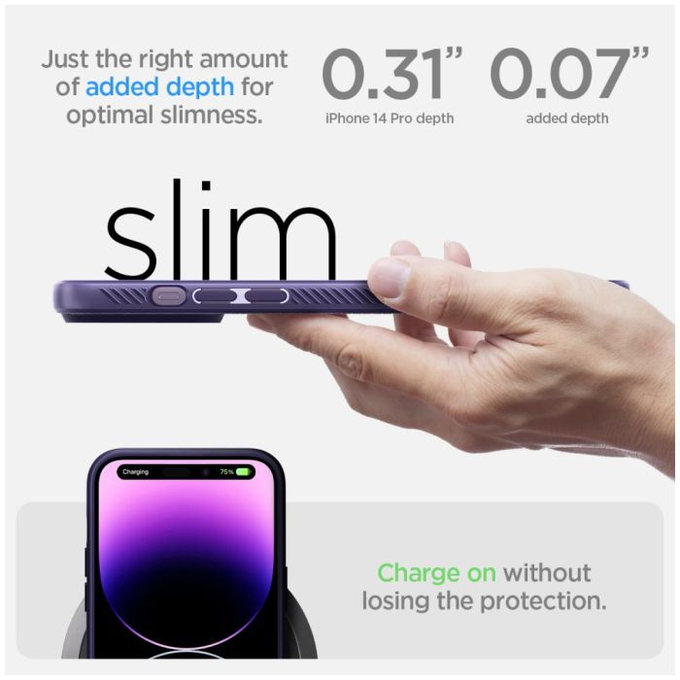 Spigen - Caz Liquid Air pentru iPhone 14 Pro, Deep Purple