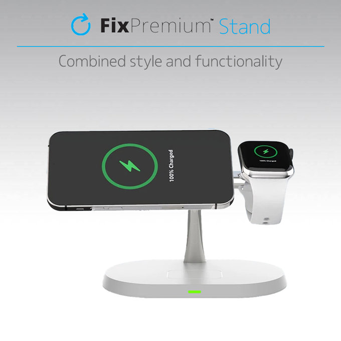 FixPremium - MagSafe Stand 3v1 pentru iPhone, Apple Watch & AirPods, negru
