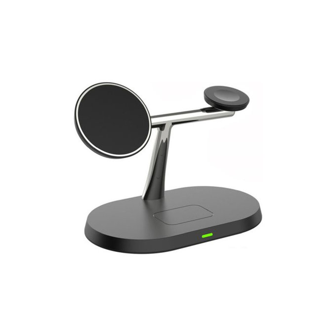 FixPremium - MagSafe Stand 3v1 pentru iPhone, Apple Watch & AirPods, negru
