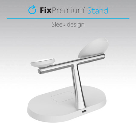 FixPremium - MagSafe Stand 3v1 pentru iPhone, Apple Watch & AirPods, alb