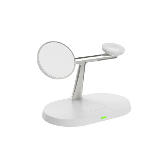 FixPremium - MagSafe Stand 3v1 pentru iPhone, Apple Watch & AirPods, alb