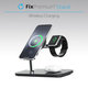 FixPremium - MagSafe Stand 3v1 pentru iPhone, Apple Watch & AirPods, negru