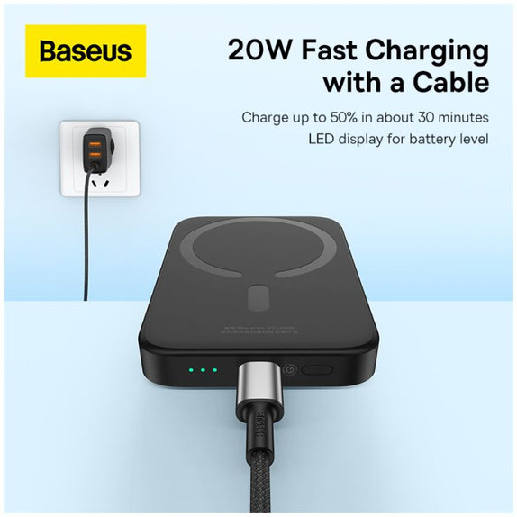 Baseus - MagSafe PowerBank 6000 mAh, alb