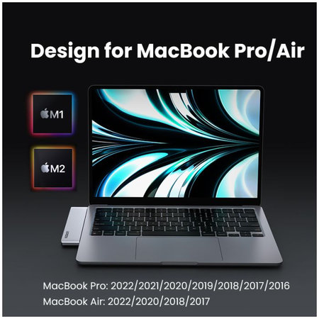 UGREEN - Dual USB-C Hub 7in1, gri