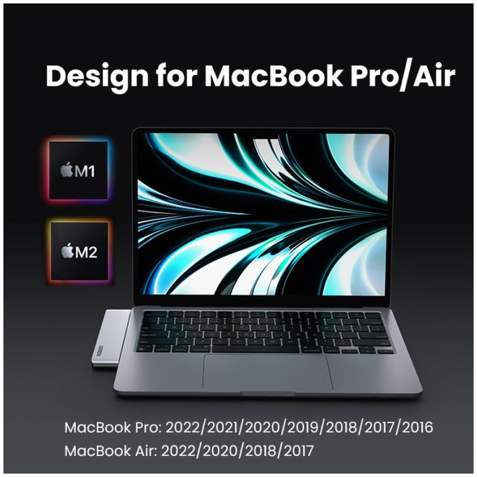 UGREEN - Dual USB-C Hub 7in1, gri