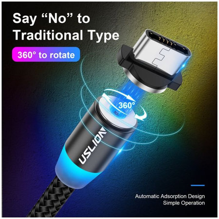 USLION - Lightning / USB Cablu Magnetic (1m), roșu