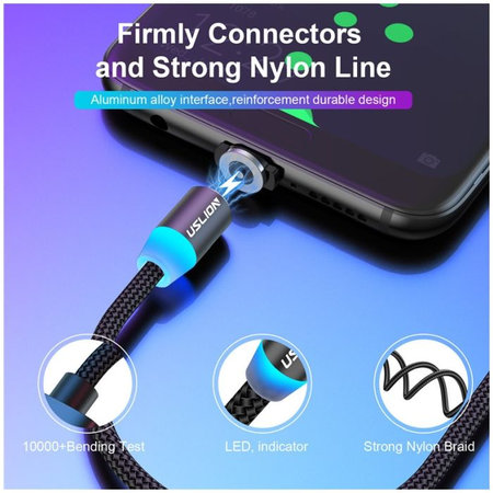 USLION - USB-C / USB Cablu Magnetic (1m), albastru