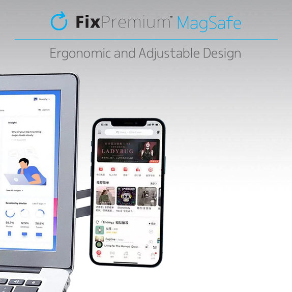 FixPremium - MagSafe Titularul pentru iPhone pentru Notebook, argint
