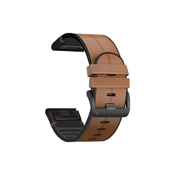 FixPremium - Piele Curea pentru Garmin (QuickFit 22mm), maro deschis