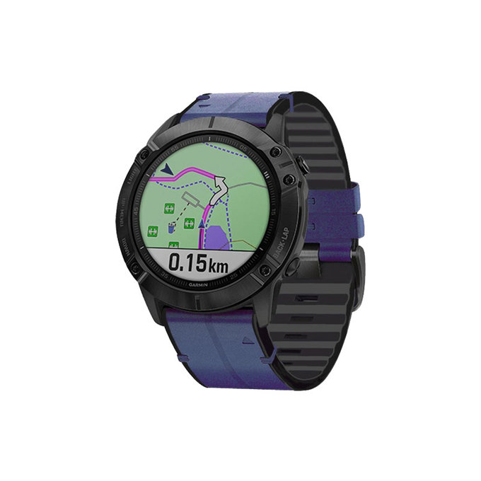 FixPremium - Piele Curea pentru Garmin (QuickFit 22mm), albastru
