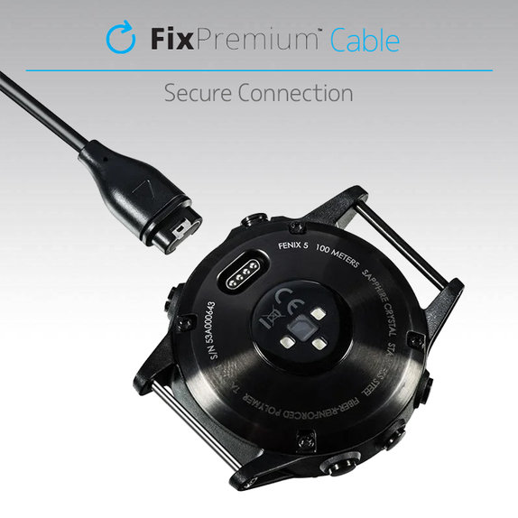FixPremium - Cablu Încărcare pentru Garmin Un ceas, negru